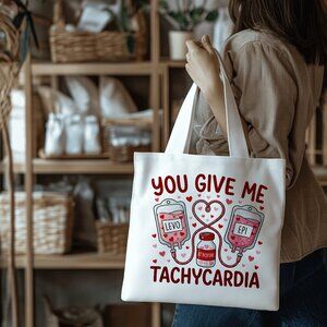 Valentines day nurse tote bag, Canvas Tote Bag for Women, Reusable Grocery Bags